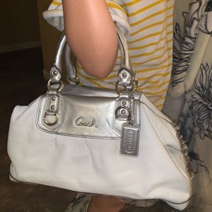 Authentic White Leather Coach Purse!!